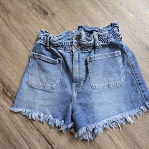 Hollister High-Rise Denim Frayed Hem Shorts Small